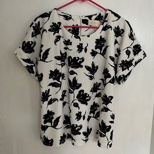 Black and White Floral Blouse